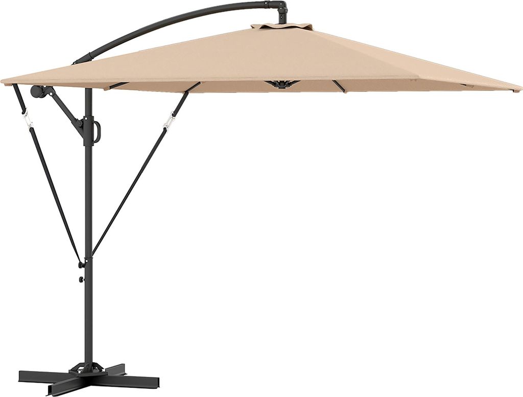 Ampelschirm ?260 cm Sonnenschirm mit UV-Schutz 50 wasserabweisend Kurbelschirm mit St?nder. Khaki