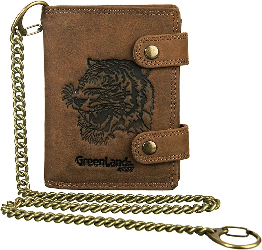 Portafoglio Biker GreenLand Nature Montenegro Pelle Marrone RFID Chain