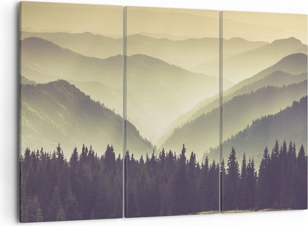 Bild auf Leinwand - Leinwandbild - Berge Wald Natur - 105x70cm - Wand Bild - Wanddeko - Wandbilder - Leinwanddruck - Bilder - Kunstdruck - Wanddeko...