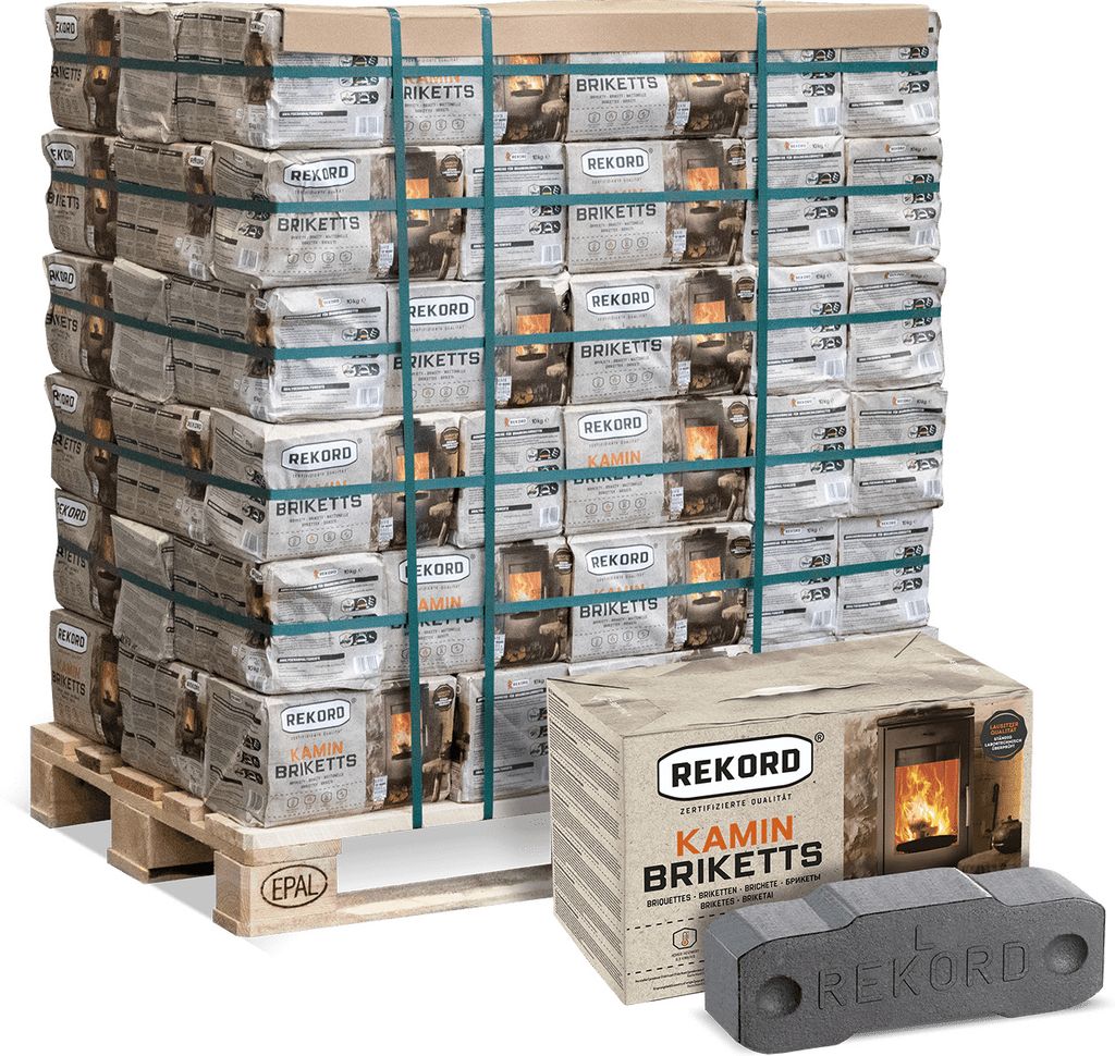 Rekord Braunkohlebriketts 10kg x 90 Paket 900kg Palette Produktbild 