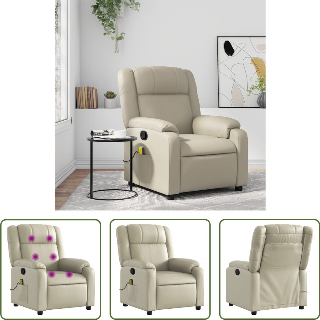 The Living Store Massagesessel Creme Kunstleder