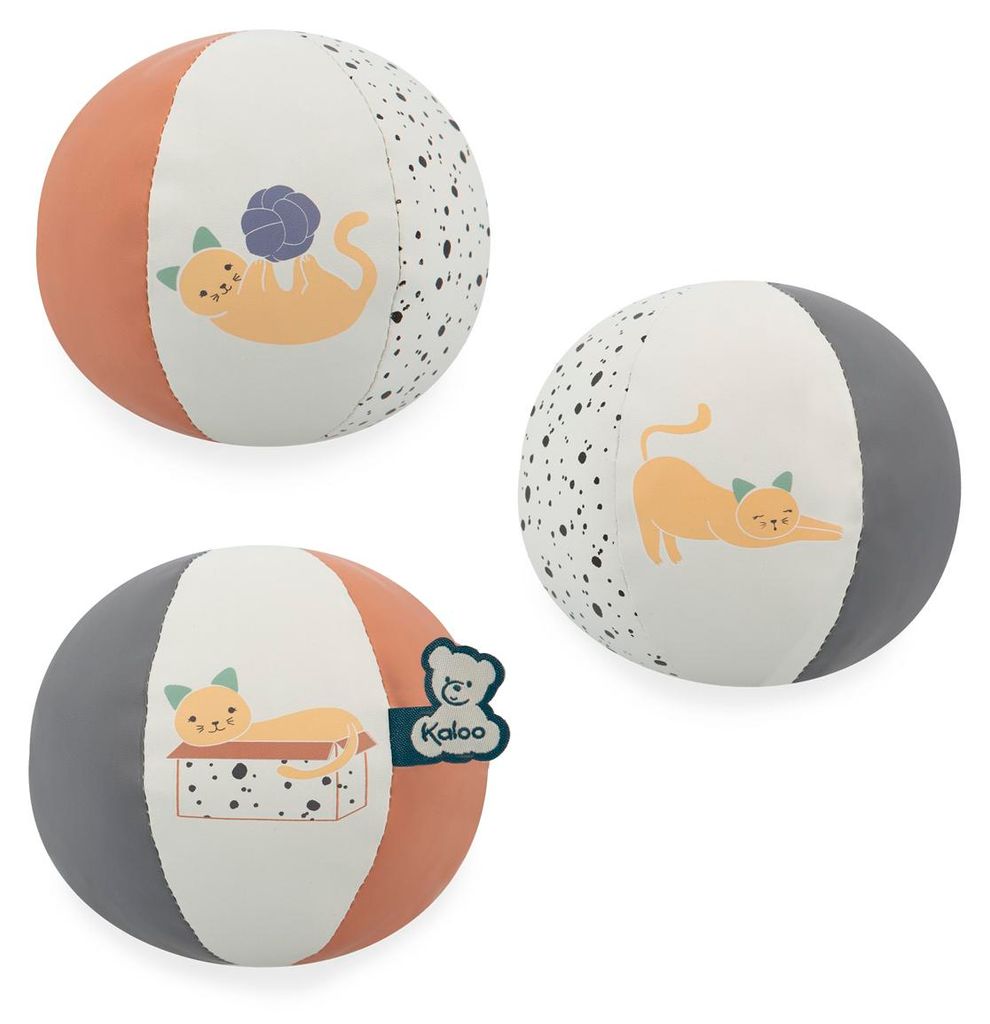Kaloo sensorischer Ball - Baby Spielball mit Katzenmotiv - fördert Sinne