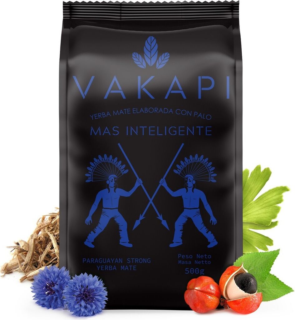 Yerba Mate Tee Vakapi Mas Inteligente 500g - paraguayisch yerba mate mit kräuterzusatz - starker mate tee loose leaf 0,5kg