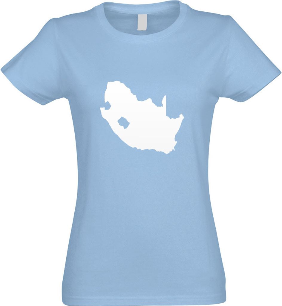 Kiwistar - T-Shirt tailliert - Damen - himmelblau - Südafrika Umriss Kontur - mit Motiv Bedruckt - Funshirt Design - Sport - Freizeit - Damen - M