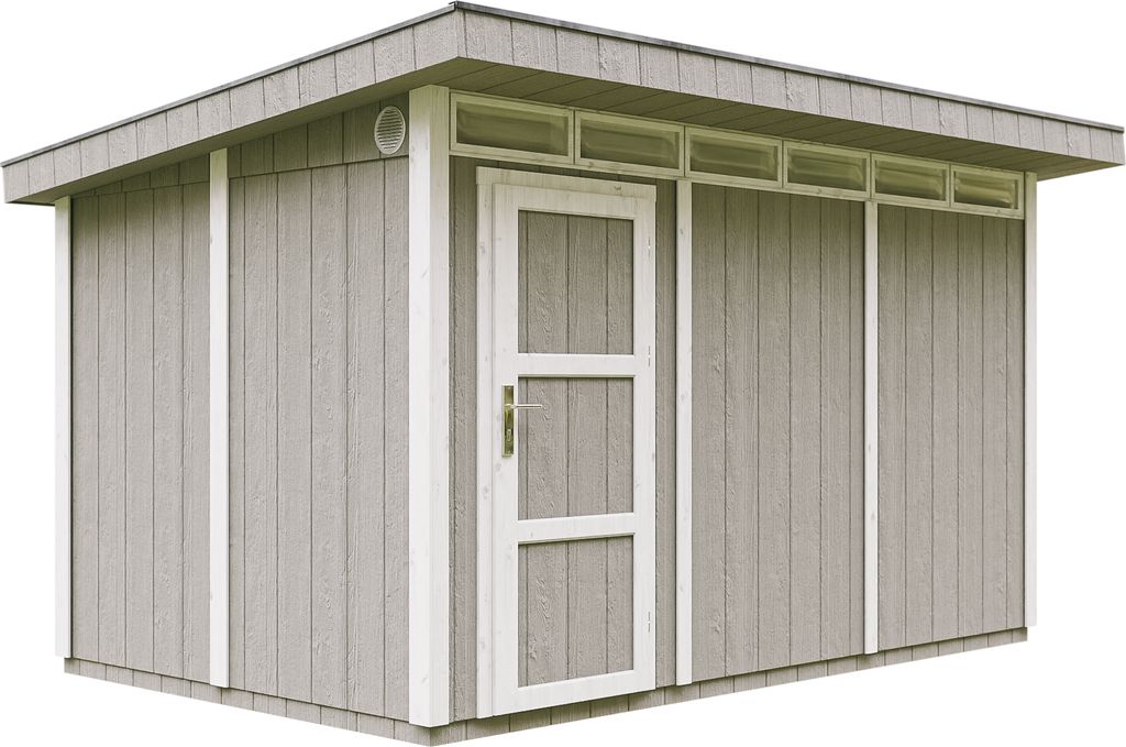 Gartenhaus 8,7m² mit Boden und Bitumenfliesen - Geräteschuppen B412xL279xH239 cm - Gartenhütte TIMBELA M904 - TUNDRA GREY