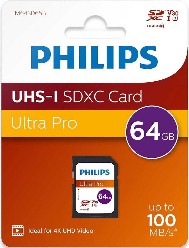 Philips SDXC Card 64GB Class 10 UHS-I U3 V30 A1