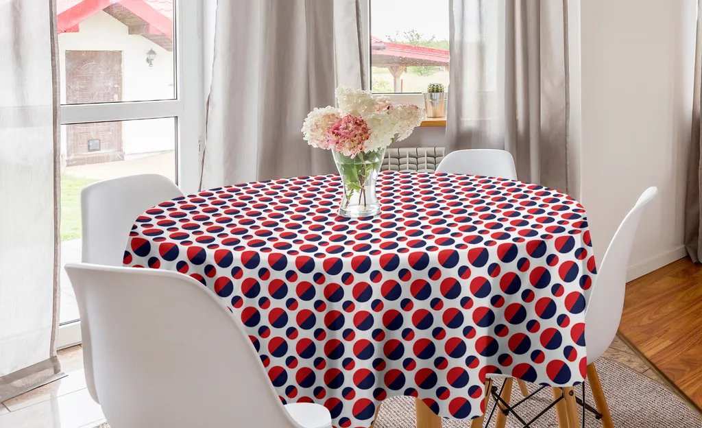 Tovaglia Rotonda ABAKUHAUS 150 cm Blu Navy e Rosso | Arredo Cucina