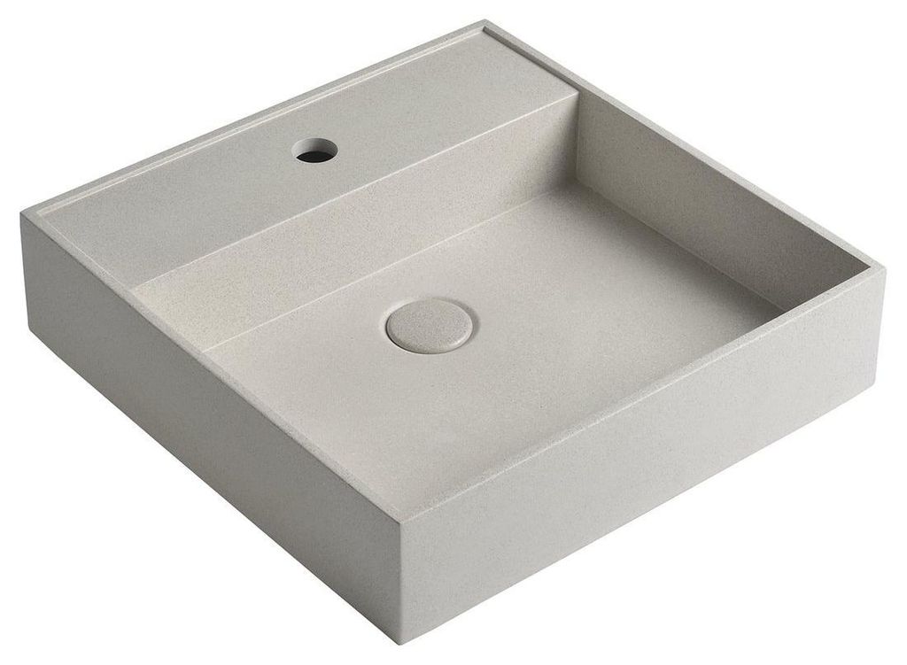 Sapho QUADRADO Betonwaschbecken mit Auslauf, 46x46cm, Produktbild 