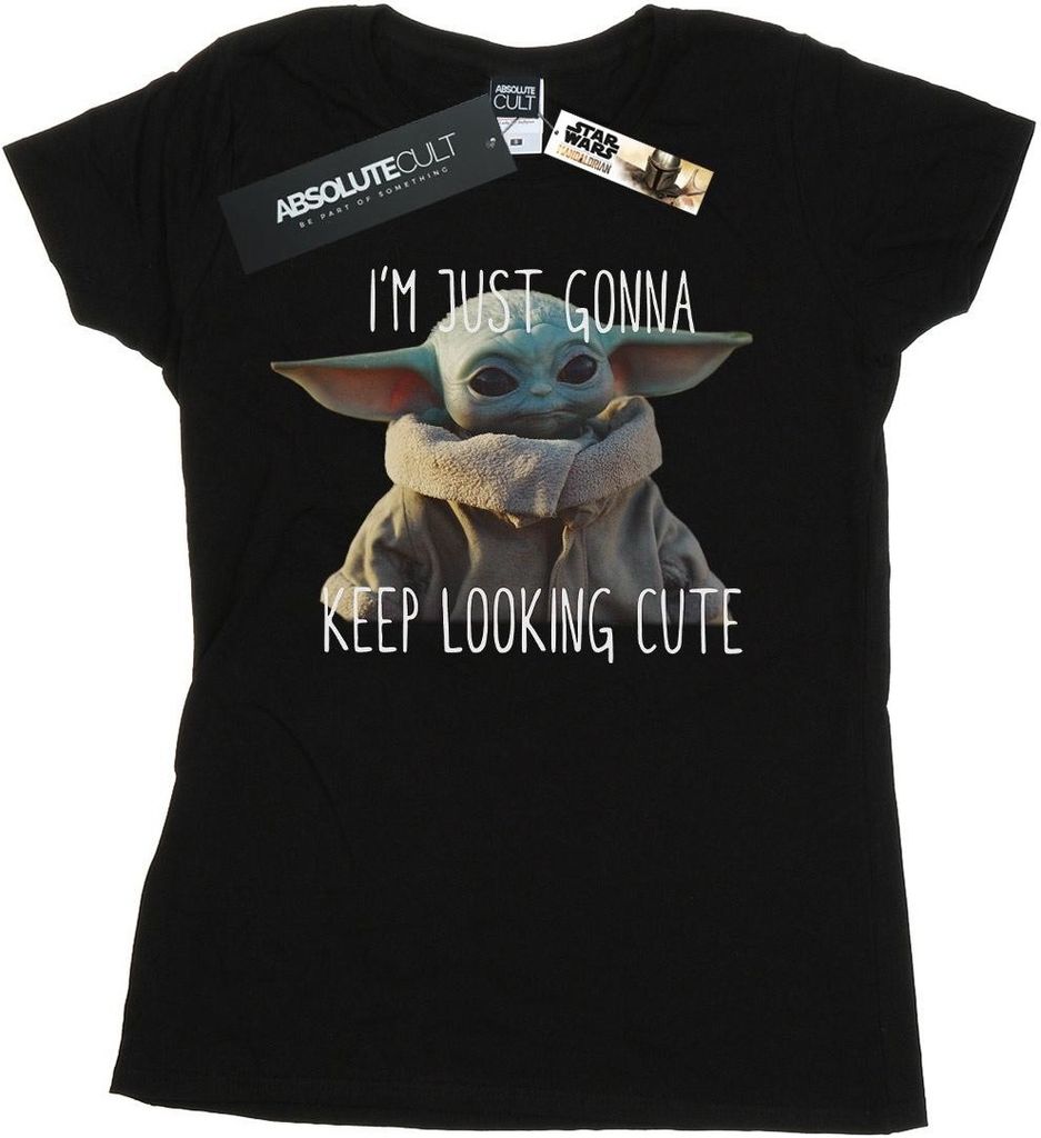 Star Wars - "The Mandalorian Keep Looking Cute" T-Shirt für Damen BI43101 (S) (Schwarz)