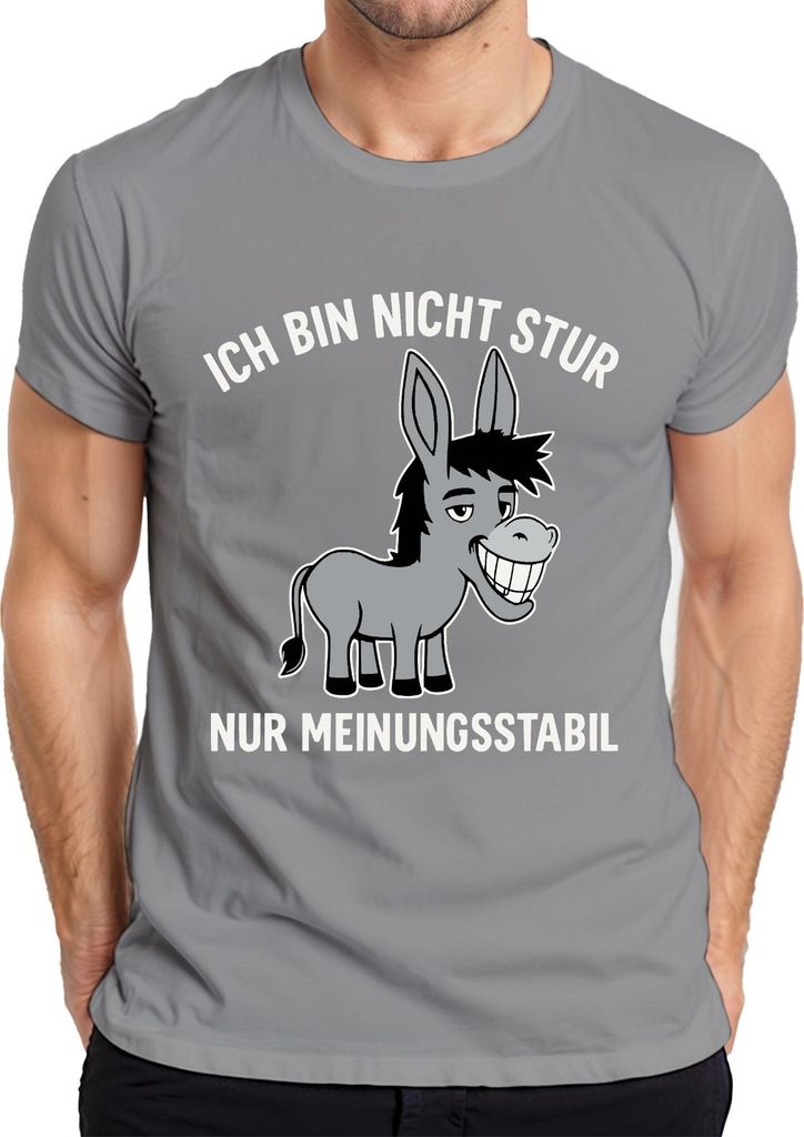 Ich bin nicht stur nur meinungsstabil Esel lustiger Spruch Humor Herren T-Shirt, Grau, XXL