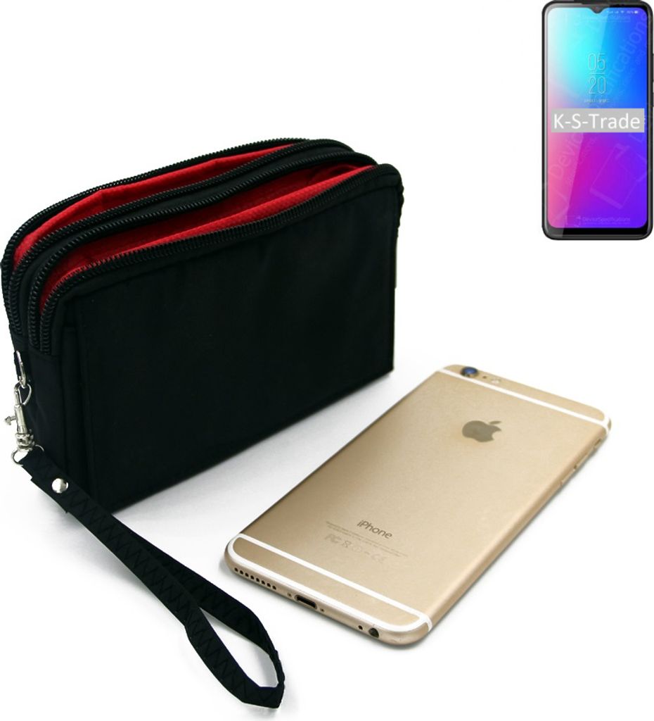 K-S-Trade Schutz Hülle Handy Hülle kompatibel mit Blackview BV5100 Pro Gürteltasche Travelbag Handytasche mit Zusatzfächern, schwarz