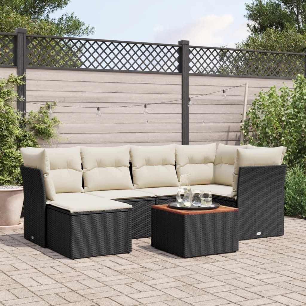 Maison Exclusive - 7-tlg. Garten-Sofagarnitur mit Kissen Schwarz Poly Rattan