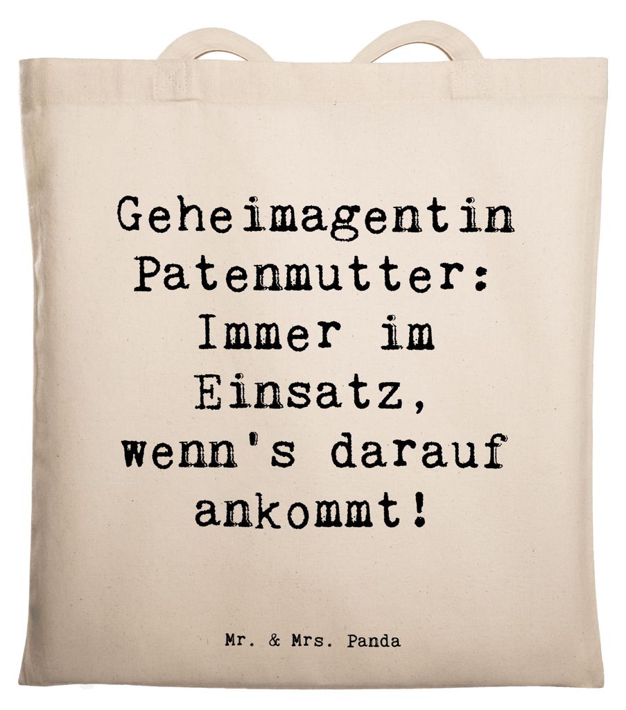 Mr. & Mrs. Panda Schultasche Spruch Geheimagentin Patenmutter - Transparent - Geschenk, Wegweiser, Büchertasche, Stoffbeutel, Laptoptasche, Geheim...