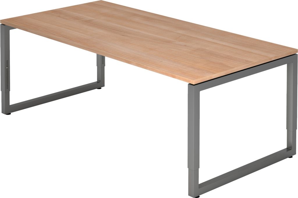 bümö Schreibtisch Serie-R - Gestell: Graphit, Nachbildung: Nussbaum, Größe: 200 x 100 cm