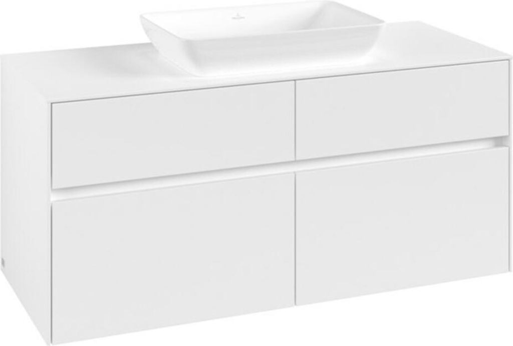 V&B Waschtischunterschrank Collaro 120x54,8x50cm, WT mittig, white matt