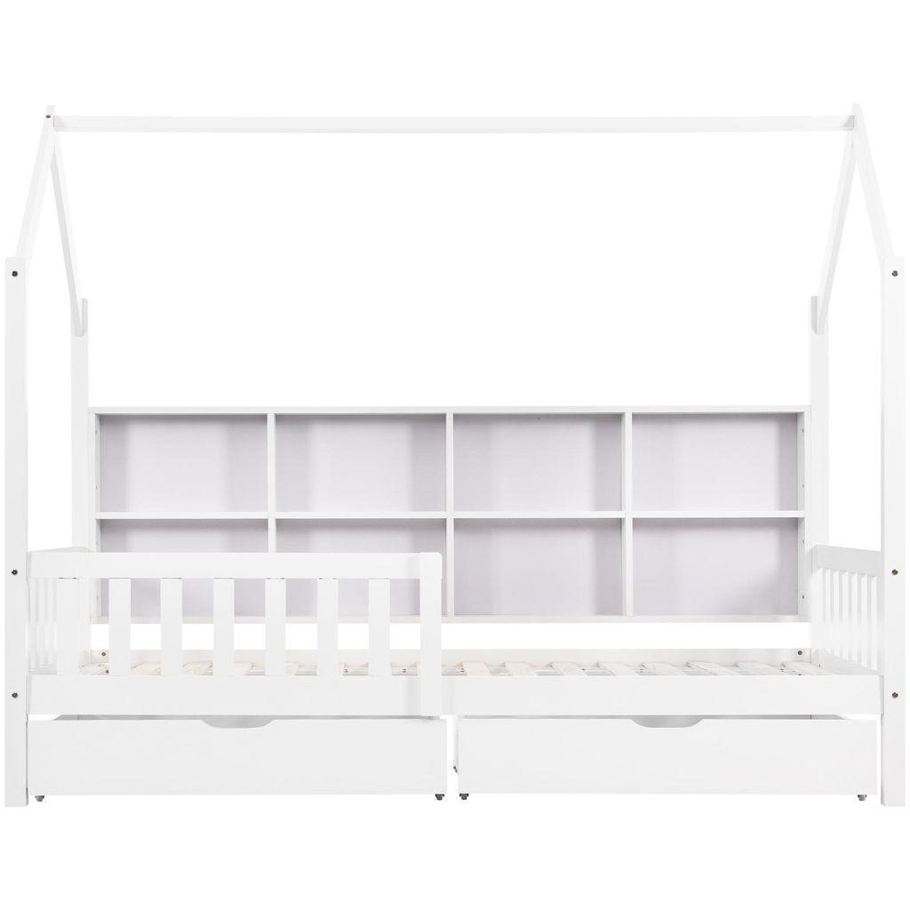 Flieks Kinderbett 90x200cm mit Rausfallschutz, Hausbett mit Produktbild 