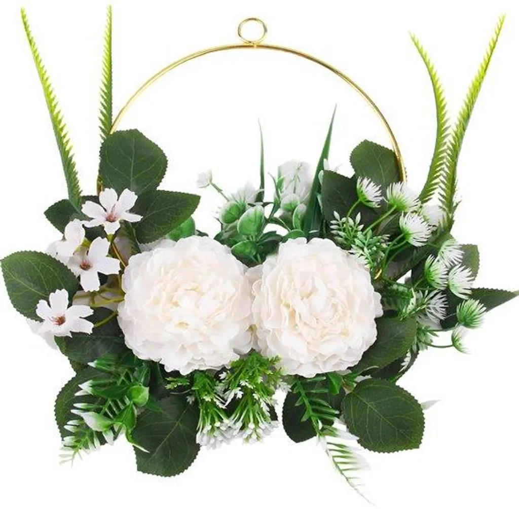 Guirlande artificielle Camelia 51cm réaliste pour déco porte et mur