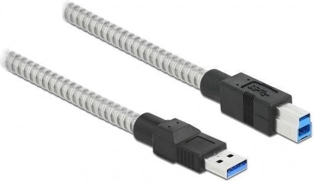 Delock USB 3.2 Gen 1 Kabel Typ-A Stecker zu Typ-B Stecker mit Metallmantel 2 m
