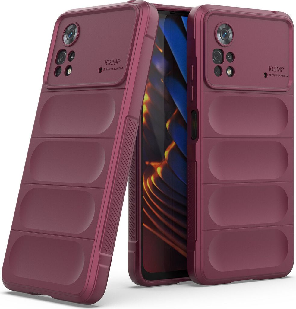 Xiaomi Poco X4 Pro 5G Hülle, Weich TPU Silikon Stossfest Anti-rutsch Schutzhülle für Xiaomi Poco X4 Pro 5G bordeaux