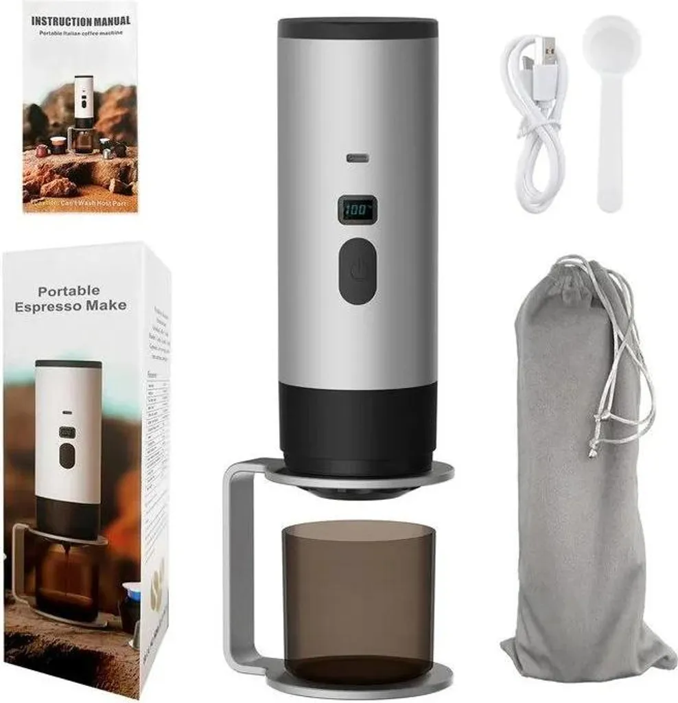 Macchina Caffè Espresso Portatile Grigio Chiaro: Caffè Cremoso Ovunque