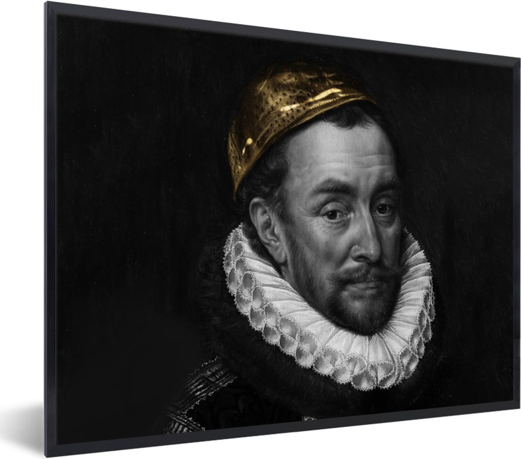 MuchoWow Gerahmtes Poster Wilhelm von Oranien - Adriaen Thomasz - Gold 40x30 cm - Poster mit Schwarzem Bilderrahmen Wandposter Rahmen Foto Bilder...