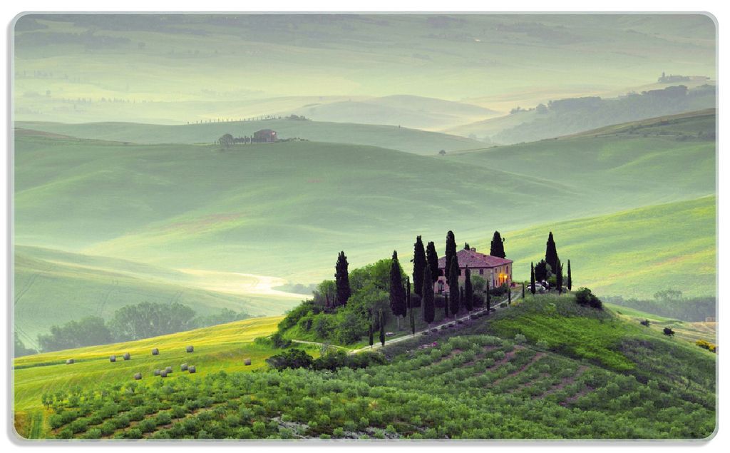 Wallario Frühstücksbrettchen aus Glas, je 14 x 23 cm, mit rutschfesten Füßen, Motiv Toskana in Italien