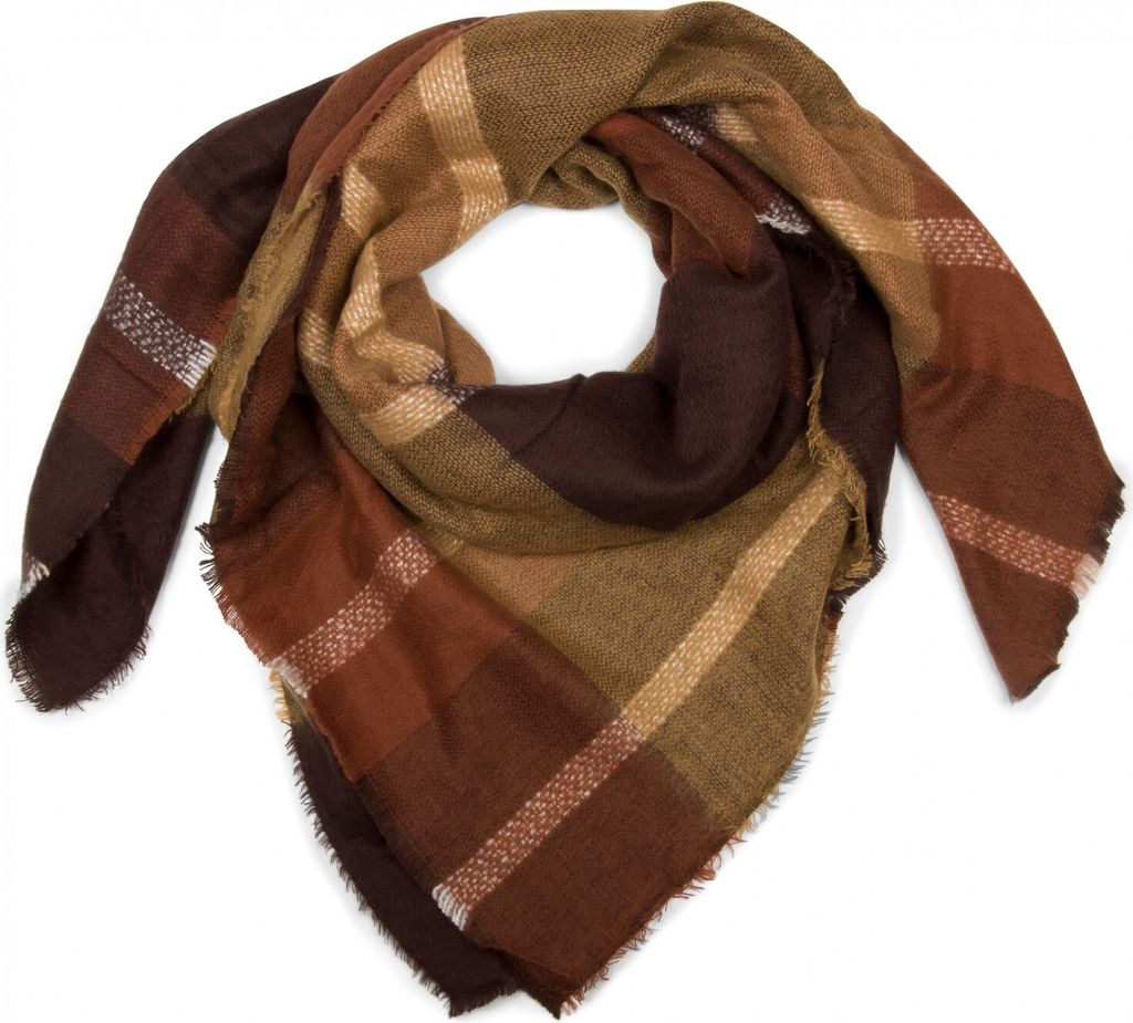 styleBREAKER quadratischer XXL Schal kariert, Decken Schal mit Karo Muster und Fransen, warm und weich, Uni 01018139