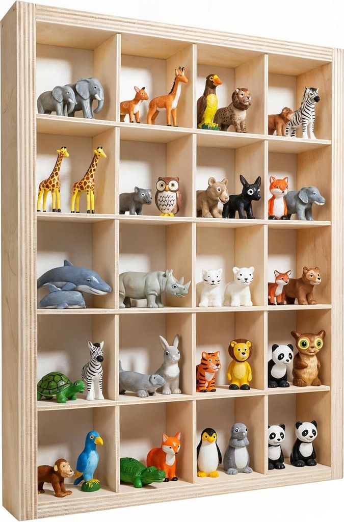 Creative Deco Setzkasten Holz Sammlervitrine 20 Fächer 35 x 26 x 5,5 cm