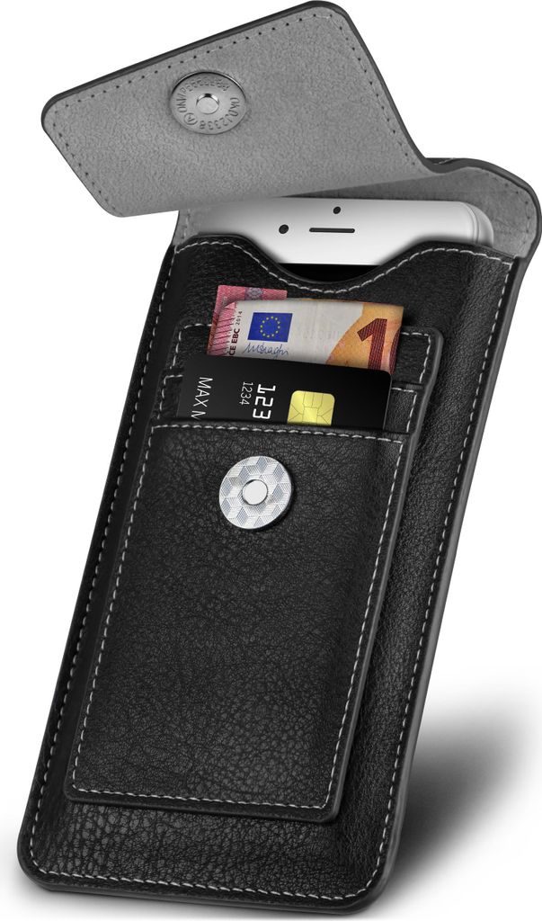 ONEFLOW Zeal Case kompatibel mit Samsung Galaxy S5 / S5 Neo - Hülle mit Kartenfach, Schwarz