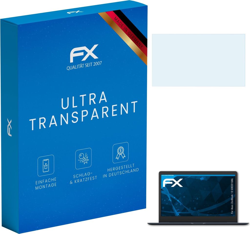atFoliX FX-Clear 2x Schutzfolie kompatibel mit Asus ZenBook 13 (UX331UAL) Displayschutzfolie