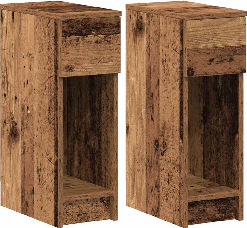 Nachttische mit Schubladen 2 Stk. Altholz-Optik 20x36x60 cm