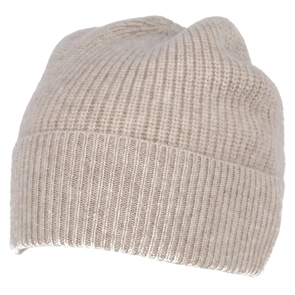 Bonnet Seeberger en cachemire doux avec maille côtelée thermique noir