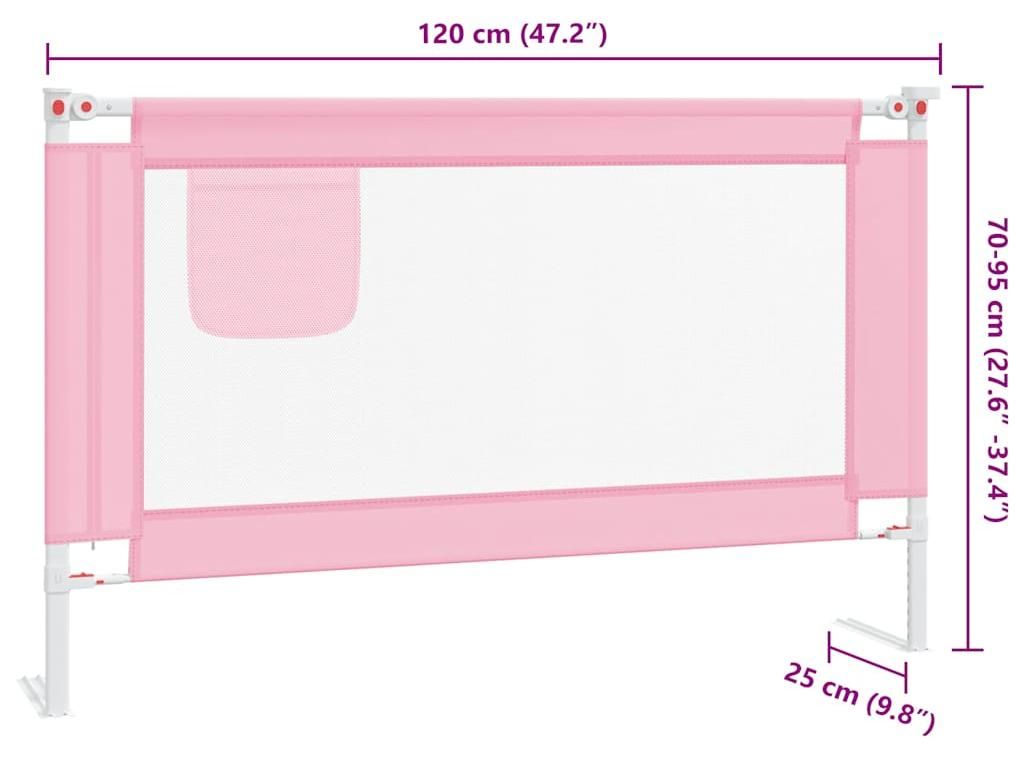 vidaXL Chránič postele pro batolata růžový 120x25 cm Látka Obrázek produktu 