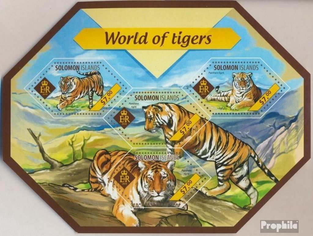 Briefmarken Salomoninseln 2014 Mi 2667-2670 Kleinbogen (kompl. Ausg.) postfrisch Tiger