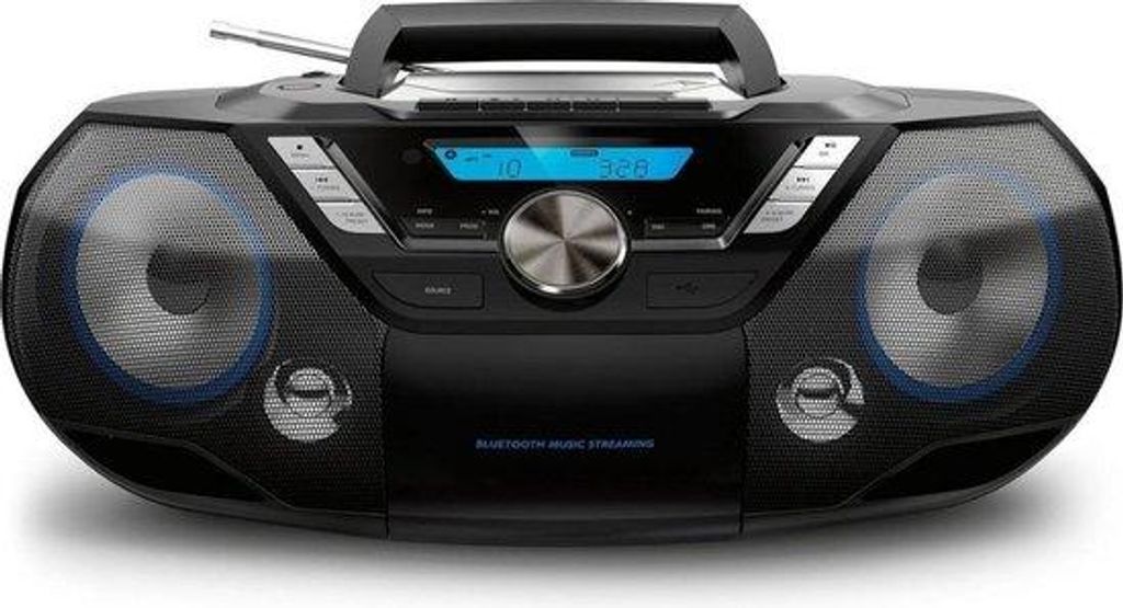 Portable Radio Dab + Ukw Bluetooth Mp3-Cd Player Alles-In-Één Zwart Kassettenspieler