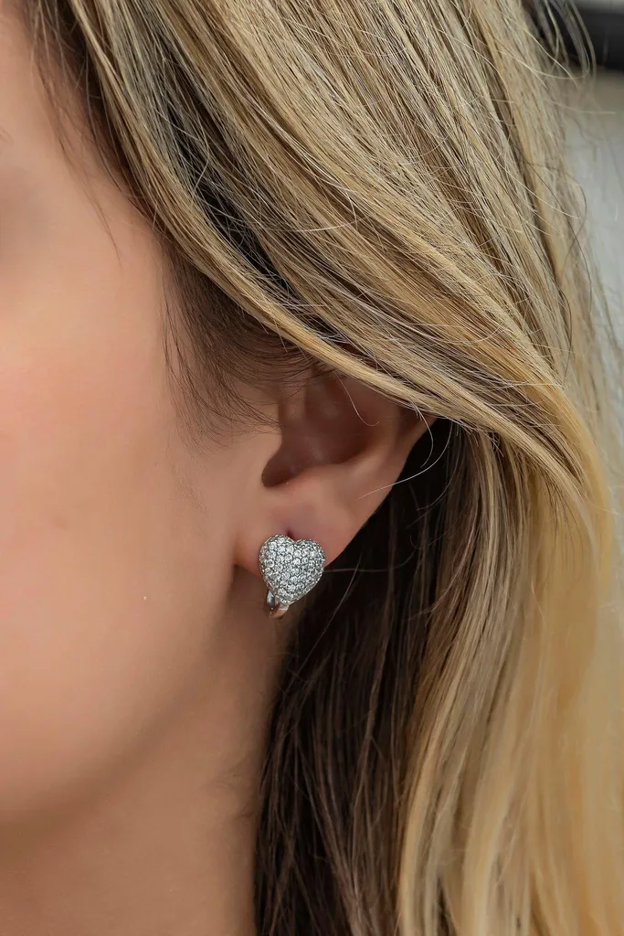 Boucles d'oreilles Cœur Argent Rhodié et Zirconium - Éclat Durable 925