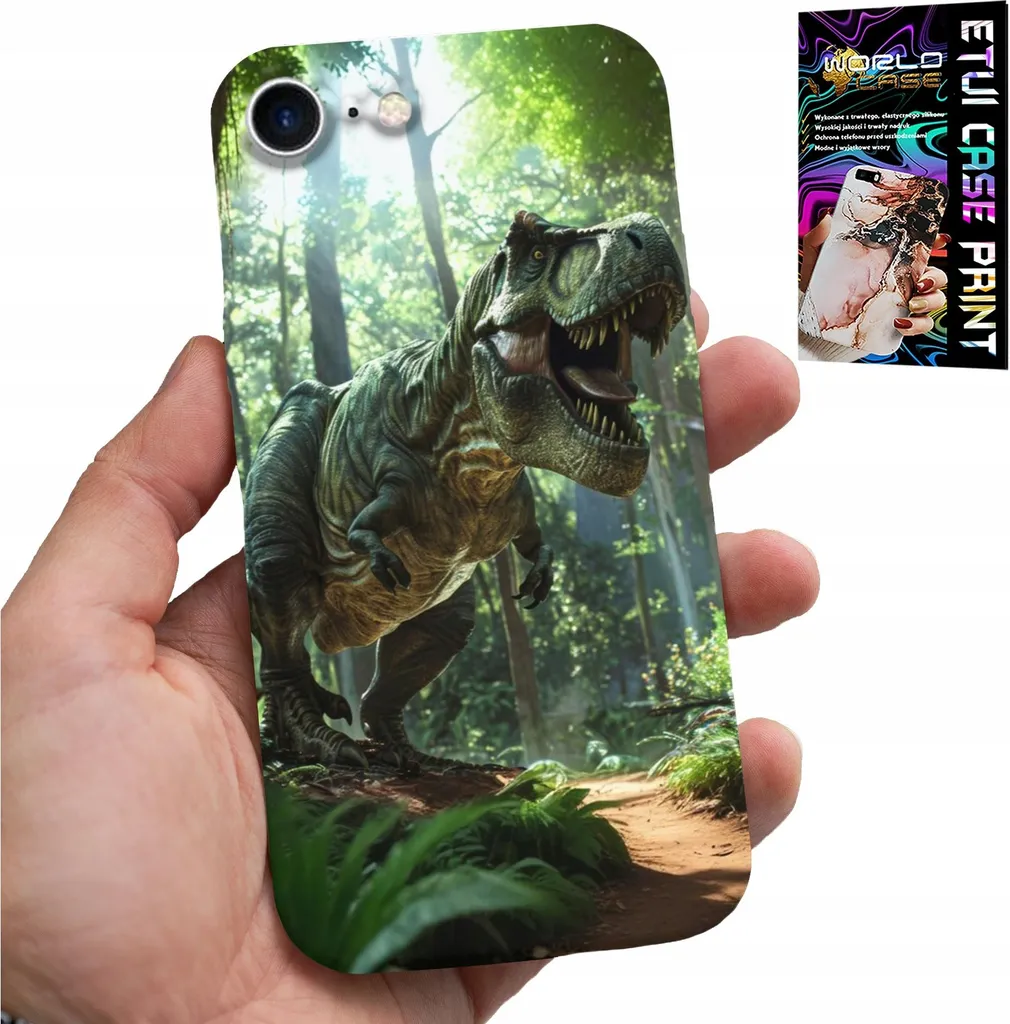 Custodia iPhone 16E Dinosauro T-Rex + Vetro Temperato 9H Protezione