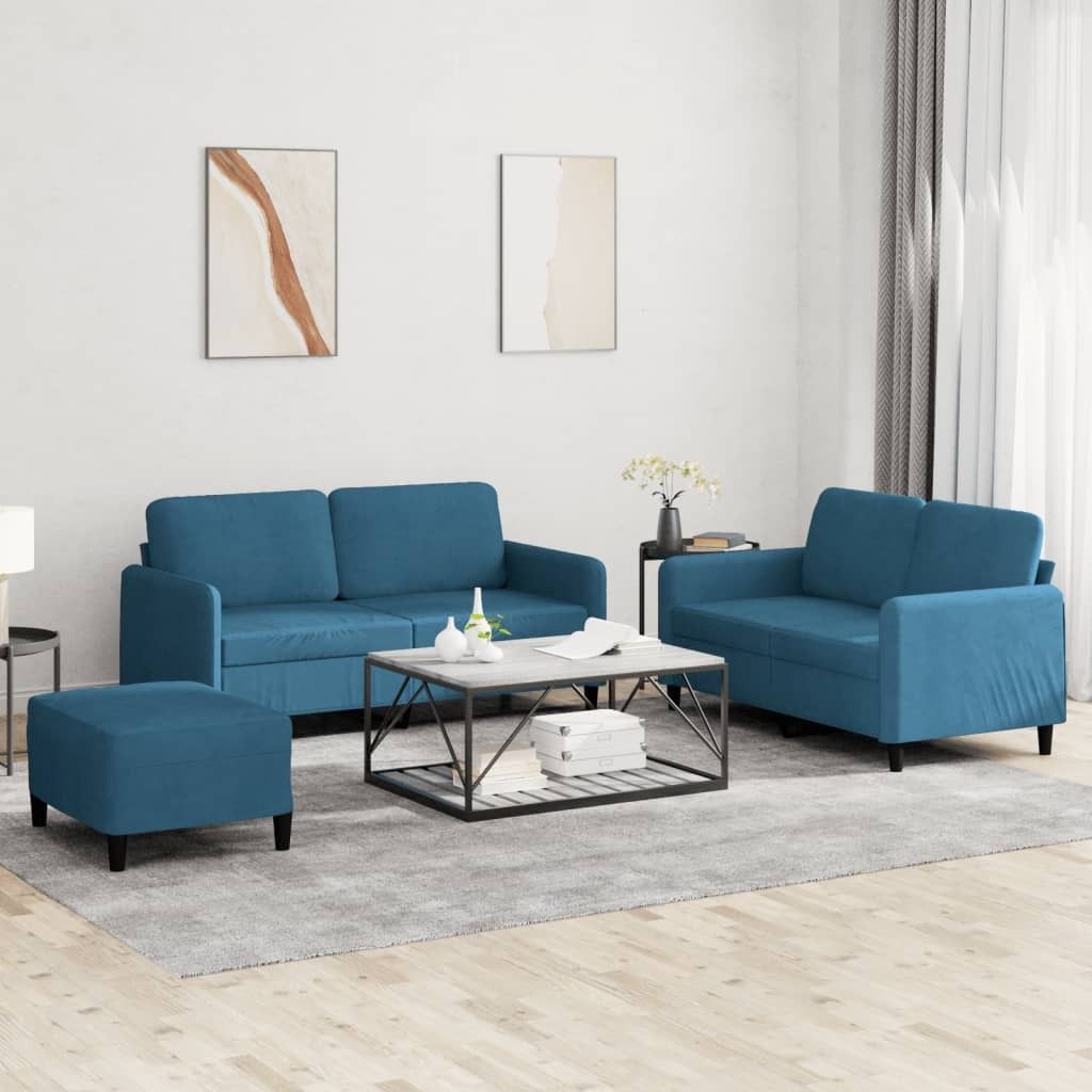 Maison Exclusive - 3-tlg. Sofagarnitur Blau Samt