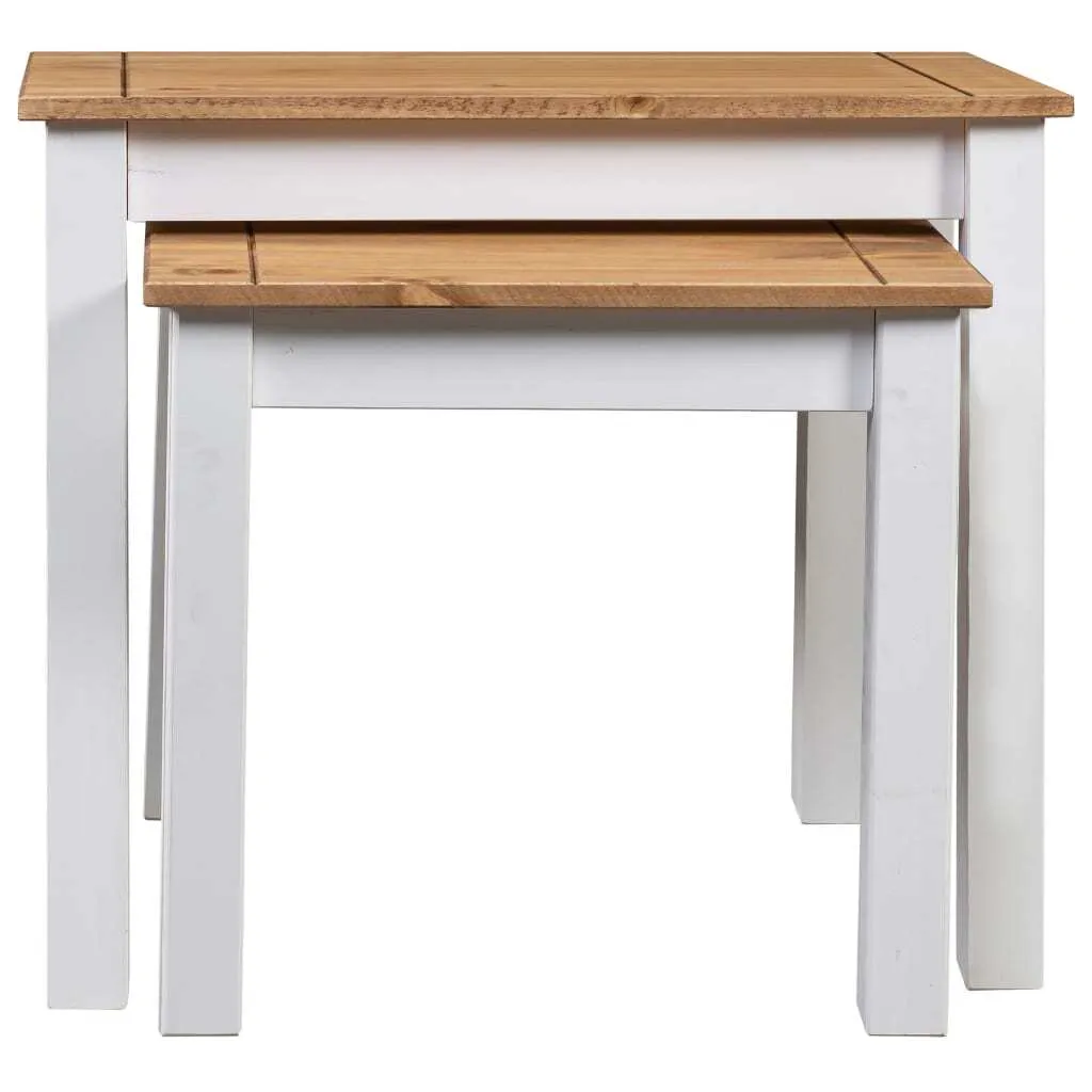 Set 2 Tavoli Bianco Panama Pino Massiccio | Arredo Salvaspazio Moderno