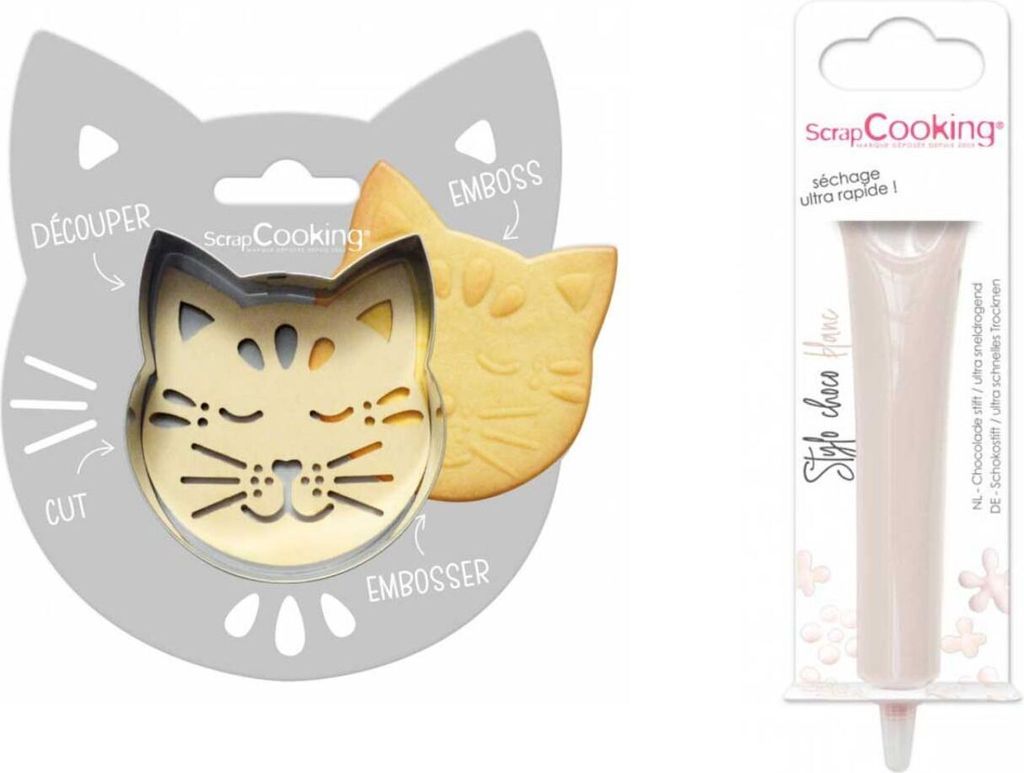 Katze + Weiße Schokolade Stift Relief Keks Kit