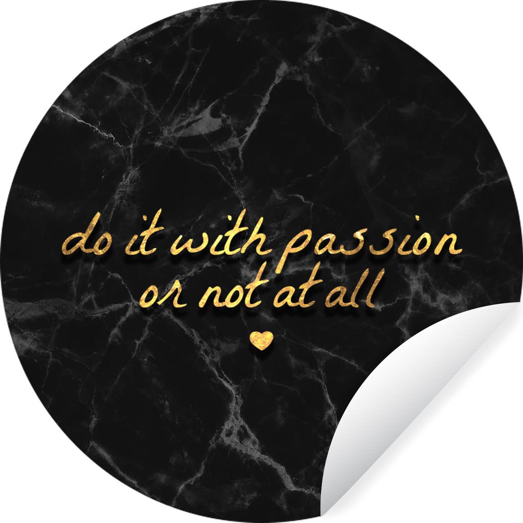 MuchoWow Runde Wandtattoo - Wandsticker Tapete Aufkleber Zitate - Sprichwörter - Gold - Marmor Ø 30 cm Selbstklebend und Repositionierbar - Wan...