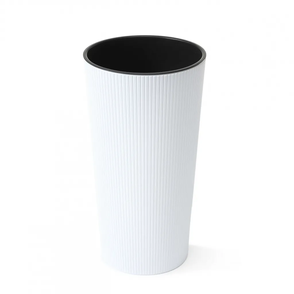 LAMELA LILIA JUMPER Pot de Fleurs Blanc 30cm Structure Rayée Haute 57cm