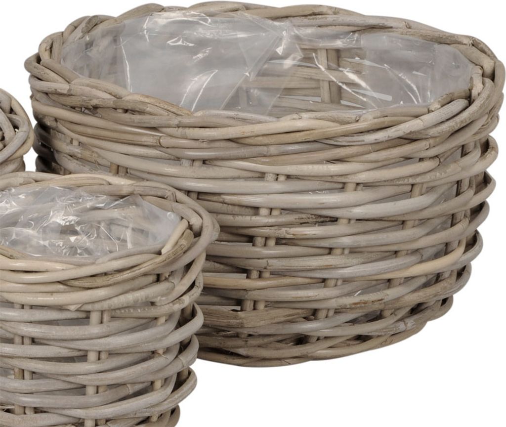 Pflanzkorb BRIGHTON grau braun D34cm Rattankorb Kooboo Produktbild 