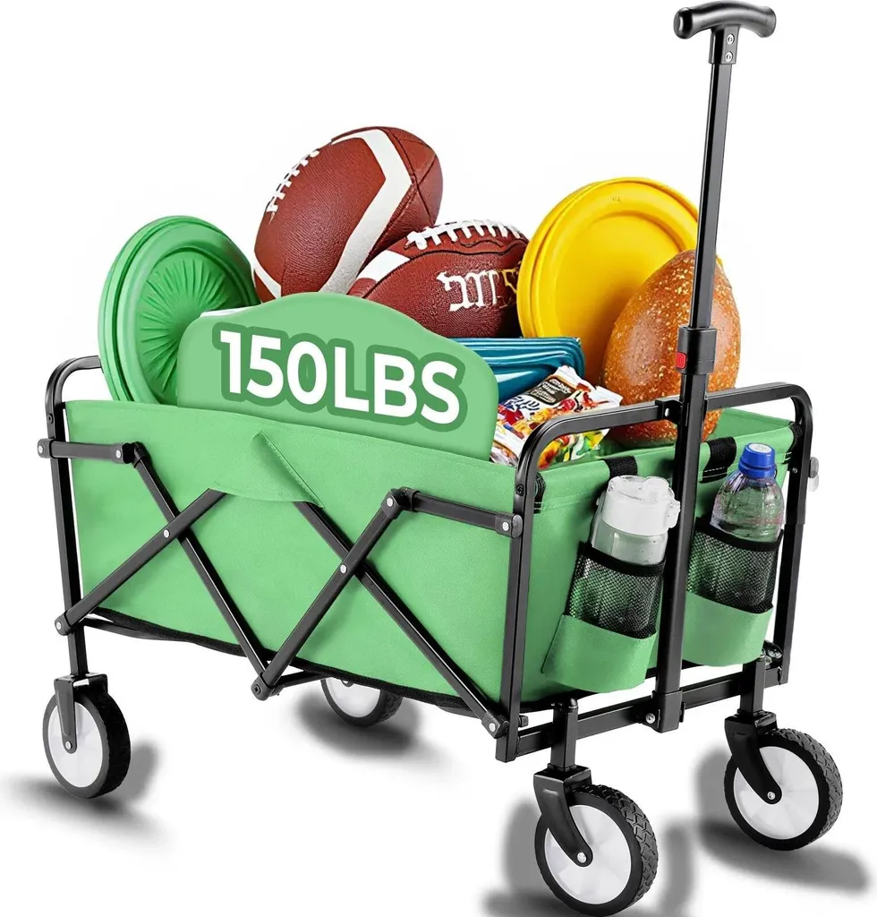 Carrello Portatutto Pieghevole 60kg | Spesa, Hobby e Trasporto Verde