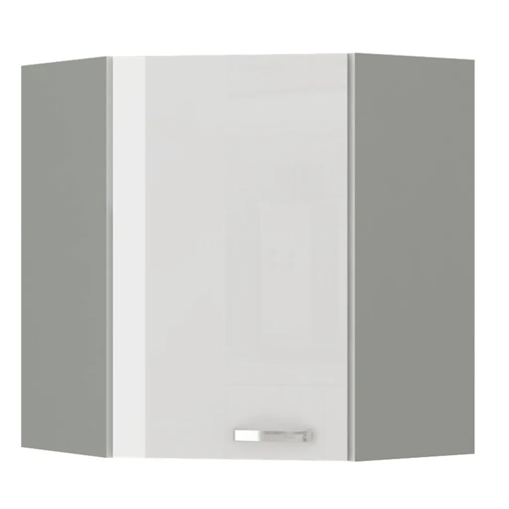 Meuble d'angle supérieur ULLERIKE 60x60 cm blanc et gris pour cuisine