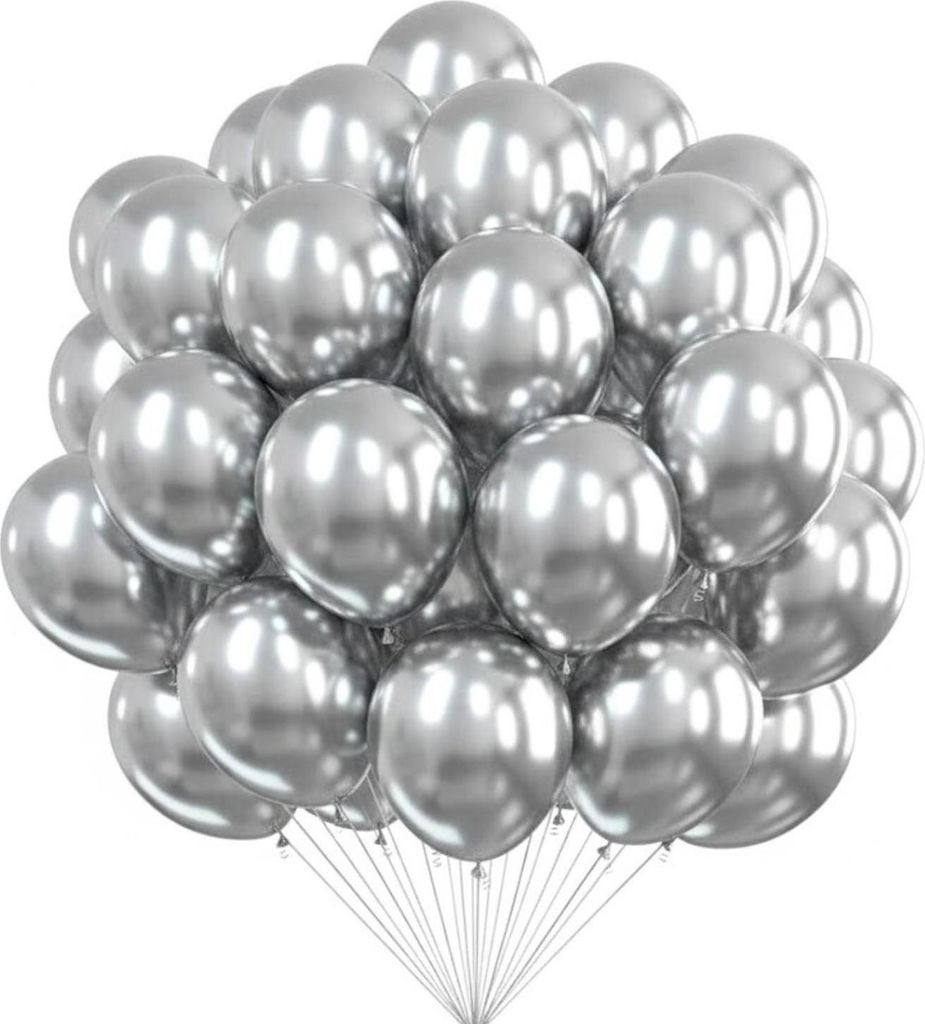 Balony metaliczne srebrne chromowane impreza rocznica 100 Zdjęcie produktu 