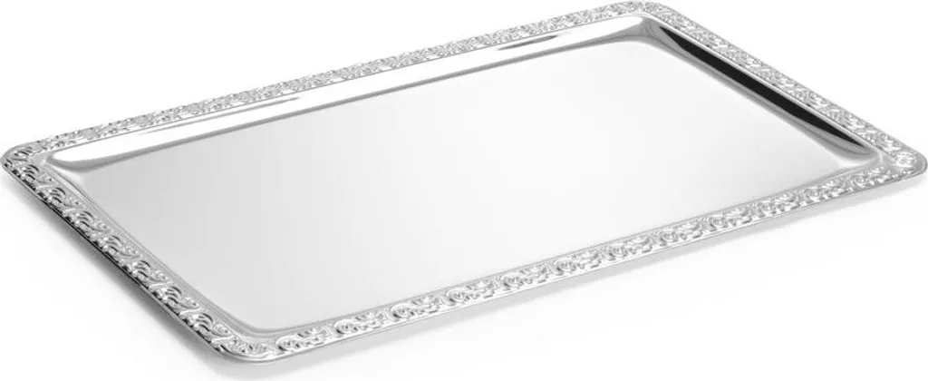 Plateau de service inox GN 1/1 avec bord décoratif robuste pour hôtel