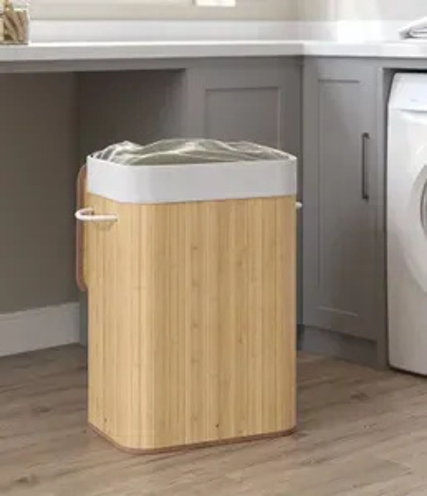 SONGMICS Wäschekorb mit Deckel, 72 Liter, Wäschesammler aus Produktbild 