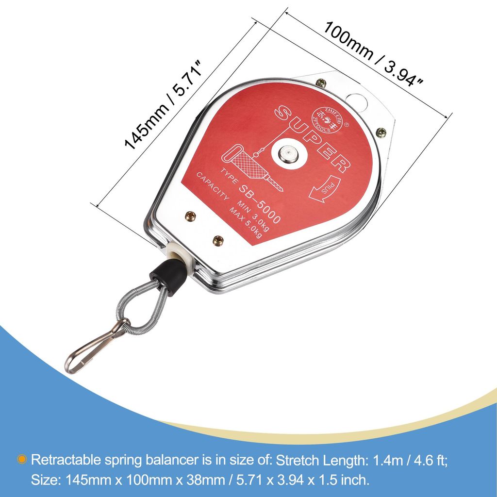 Einziehbar Federzug Werkzeughalter Aufh?ngevorrichtung 3-5 kg (6.6-11 lbs) Rot fš¹r Flie?band mit Montagezubeh?r