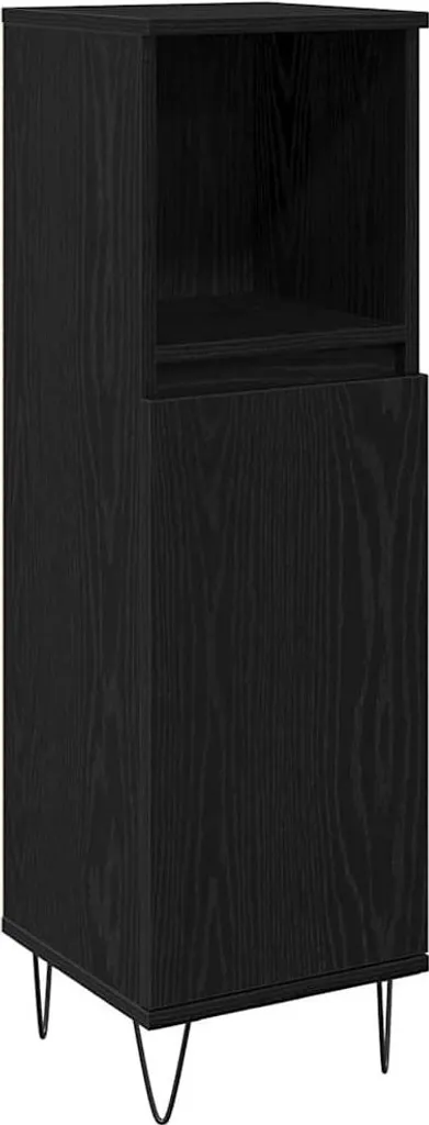 Mobile Bagno Rovere Nero 30x30x100 cm | SYFAX Colonna Salvaspazio